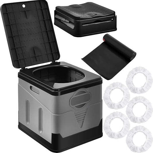 Portable Toilet for Camping Folding Portable Toilet for Adults Waterproof Camping Toilet with Carry Bag and Disposable Toilet Seat for Camping Hiking Outdoor Boating Car Long Trips Storage