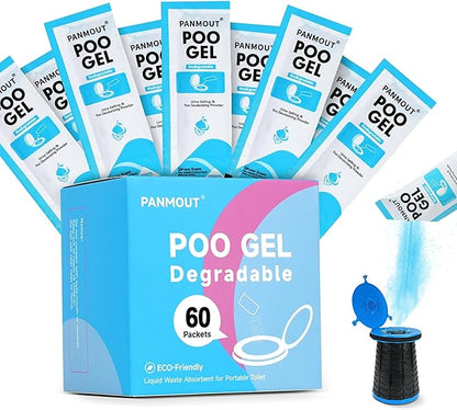 40Packs Poo Gel for Portable Toilet, Absorbent Poo Powder for Liquid Waste and Urine Camping Toilet Outdoor Hiking