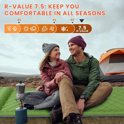 3.2" Ultra Thick Self Inflating Sleeping Pad, Fast Inflating Camping Mattress with Memory Foam, Camping Mat with Pillow & Pump Sack, 4 Season Insulated Sleeping Pad for Camping, Tent