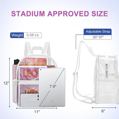 Oraben Clear Backpack for Stadium Events Stadium Backpack Waterproof 12x6x12 Clear Bag for Adult Concert Sport Work