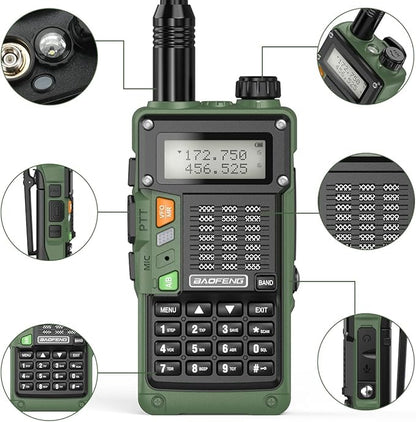 Baofeng Radio Ham Radio Handheld UV-S9 Pro 8W High Power Portable Long Range Two Way Radio with Battery and USB Charger Cable Upgrade of UV-5R Walkie Talkies (Green)