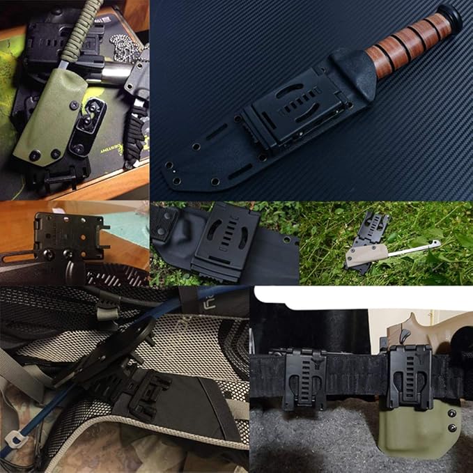 2-Pack Tactical Belt Clip Outdoor Camping Knife Blade Lock with Screws, Universal Utility EDC Belt Clip Gun Holsters Mag Pouches Sheath Tools with Hardware (Tan)
