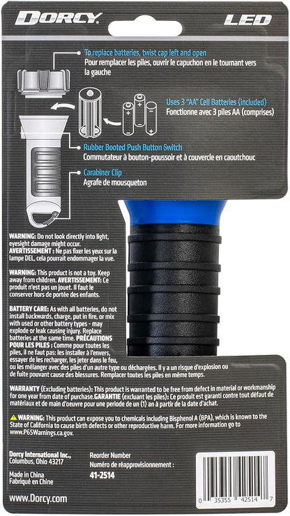 Dorcy 150 Lumen Floating Water Resistant LED Flashlight with Carabineer Clip Bundle - Blue (41-2514) and Neon Green (41-2513)