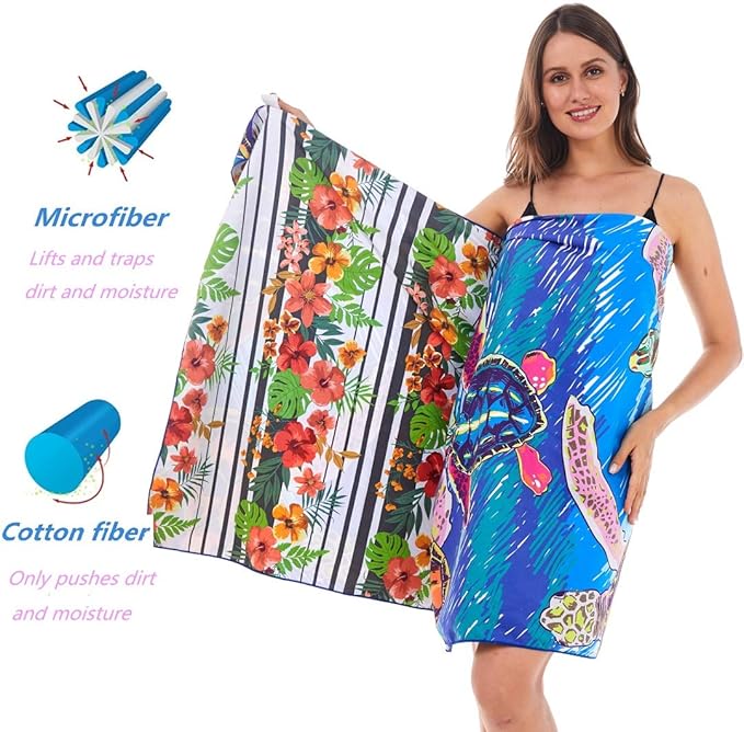 HAOKUN Microfiber Sand Free Beach Towel Blanket-Quick Fast Dry Super Absorbent Lightweight Thin Towel for Travel Pool Swimming Bath Camping Yoga Gym Sports Idea … (Turtle)
