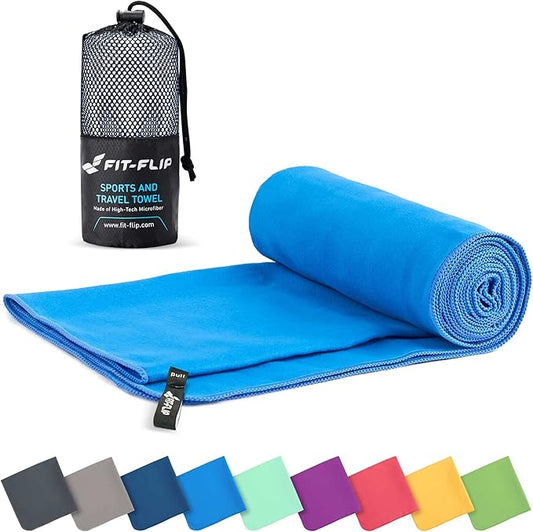 Fit-Flip Travel Towel - Compact & Ultra Soft Microfiber Camping Towel - Quick Dry Towel - Super Absorbent & Lightweight for Sports, Beach, Gym, Backpacking, Hiking and Yoga