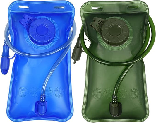 1.5/2/2.5/3L Hydration Bladder, 2pcs Water Bladder, Leakproof Water Reservoir for Hiking Biking Climbing Cycling Running Camping Backpack, Blue and Army Green