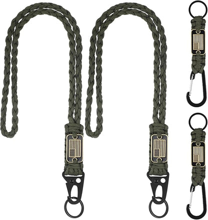 Frienda 2 Set Heavy Duty Paracord Lanyard Necklace Whistles Strap Braided 550 Keychain Lanyard for Outdoor Activities Camera