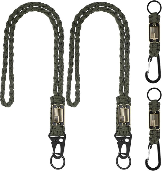 Frienda 2 Set Heavy Duty Paracord Lanyard Necklace Whistles Strap Braided 550 Keychain Lanyard for Outdoor Activities Camera
