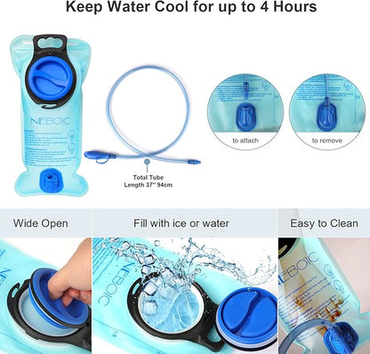 2Pack Hydration Backpack Pack with 2L Hydration Bladder - Lightweight Water Backpack Keeps Water Cool up to 4 Hours with Big Storage for Kids Women Men Hiking Cycling Camping Music Festival