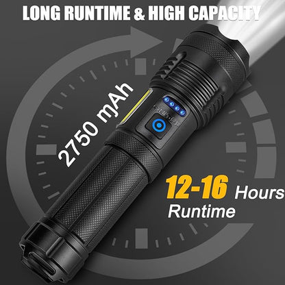 Rechargeable LED Flashlights High Lumens, 2 Pack 990000 Lumens Super Bright Flash Light with 7 Modes & COB Light, IPX7 Waterproof, USB Fast Charging Flashlights for Camping, Home, Emerge∩cies