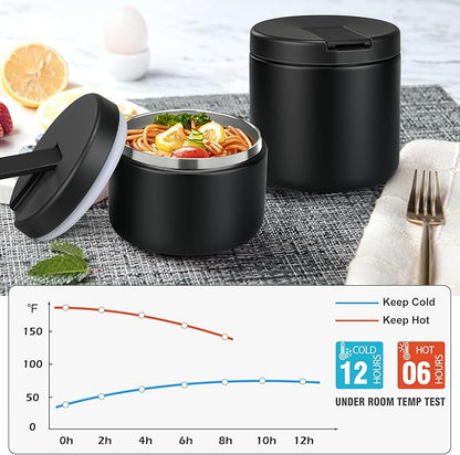 Soup Thermo for Hot Food Insulated Vacuum Food Jar with Buckle Lid, Stainless Steel Wide Mouth Leak Proof Lunch Container for School Travel