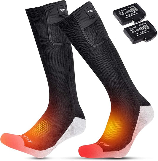 Battery Heated Socks - Rechargeable Warm Winter Socks for Men Women, Foot Warmers for Camping Hunting Running Hiking Riding Skiing Cycling Motorcycle Cold Feet