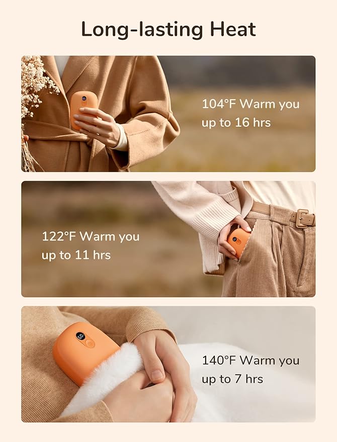 JISULIFE Hand Warmers, Rechargeable Electric Reusable Hand Warmers/Power Banks, Pocket Warmers with LED Display, Portable Hot Hands Hand Warmers for Outdoors Indoor, Gifts for Men Women Mom Dad