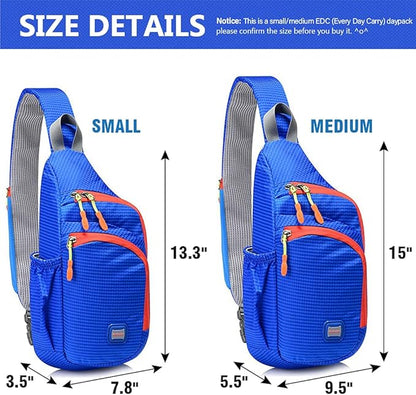 Peicees Small Sling Backpack Waterproof Unisex Shoulder Bag Chest Crossbody Daypack
