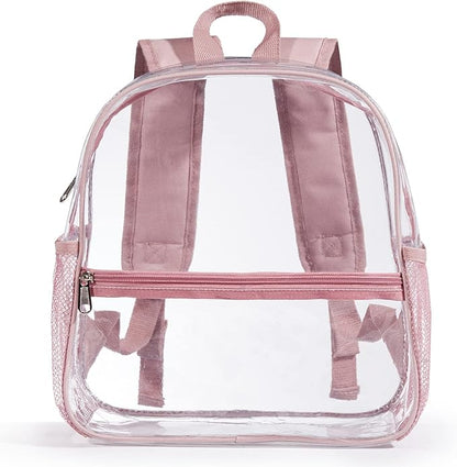 ZJIE Mini Clear Backpack 12x12x6 Stadium Approved, Small Transparent Backpack for Women Girls for Sporting Event, Work, School, Music Festival and Concerts (Rose Gold)