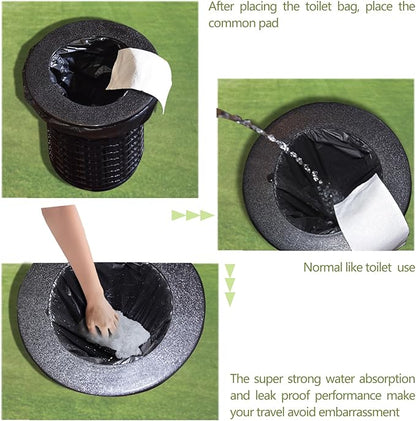 60 portable toilet bags with 30 commode absorbent pads,8 Gallon camping toilet waste bags for 5 gallon bucket,1mil bildegradable porta potty luggable loobags for adults travel