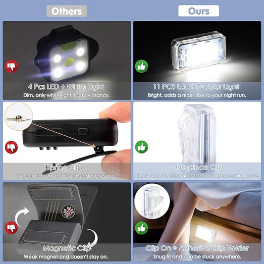 1797 Clip On Running Lights for Runners LED Hands Free Flashlight Night Safety Lamp for Dog Walking Jogging Hiking Running Gear Accessories USB Rechargeable RGB Pack of 4