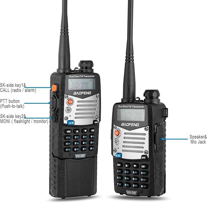 BaoFeng UV-5R Pro Ham Radio with 2 Rechargeable Battery, Dual-Band 2-Way Radio Handheld Walkie Talkies with Earpiece and Programming Cable (2 Pack)