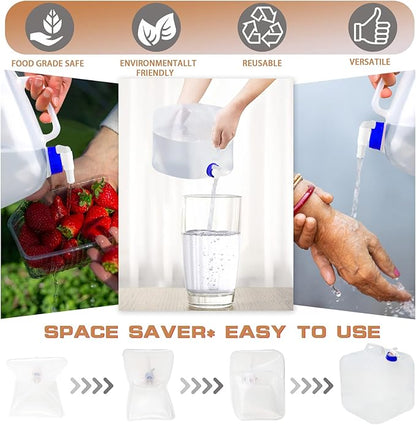 2Pcs Water Bag Water Container 5.3 Gallon, BPA Free Foldable Water Storage Cube for Hiking, Camping, Driking, Outdoors,indoors,Emergency