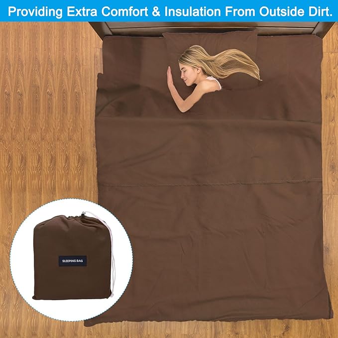 PATIKIL Sleeping Bag Liner Lightweight Soft Travel Camping Sheet Sleep Sack Compact Sleeping Bags Set with Carry Bag for Backpacking Camping Travel Hotel