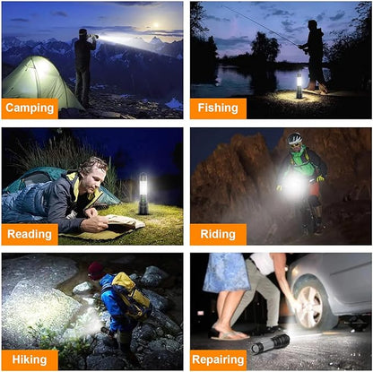 Flashlights 100000 High Lumens Rechargeable - 360° COB Lantern Camping Flashlight 2000 Meters Long Beam Super Bright LED Flash Light, Waterproof, 20H Runtime,5 Modes,Zoomable Handheld Flashlight