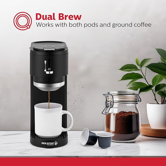 Holstein Housewares Coffee Maker Machines (Black, 1 Cup)