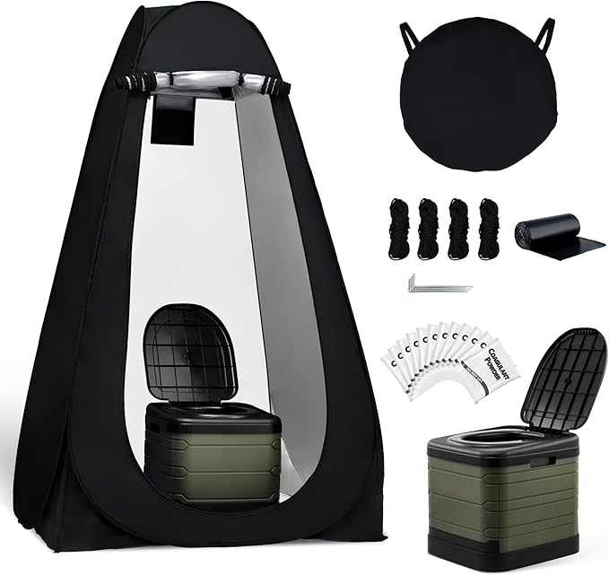 KNINE OUTDOORS Portable Camping Toilets for Adult, Outdoor Toilet for Camping, Privacy Tent with Carry Bags, Portable Potty, Washable and Foldable for RV Travel