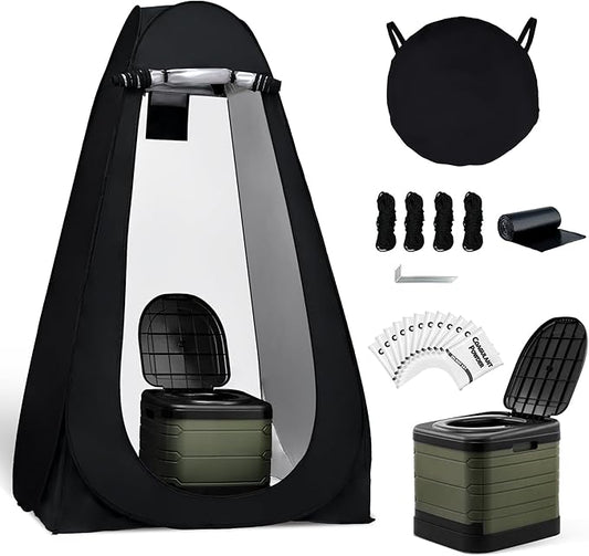 KNINE OUTDOORS Portable Camping Toilets for Adult, Outdoor Toilet for Camping, Privacy Tent with Carry Bags, Portable Potty, Washable and Foldable for RV Travel