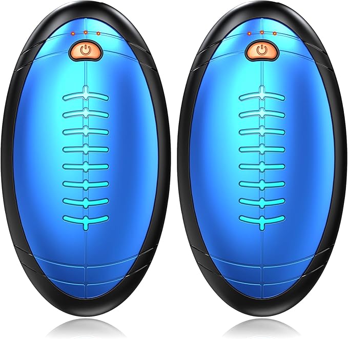 2-Pack Hand Warmers Rechargeable, Rugby-Shaped Portable Electric Hand Warmers Reusable, Dual-Side Heating, Hand Warmers Pocket Heater for Hunting/Golf/Skiing/Camping, for Men Women Kids