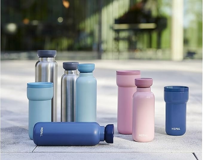 MEPAL, Large Insulated Water Bottle with Lid, BPA Free, Nordic Denim, Holds 30 oz, 1 Count