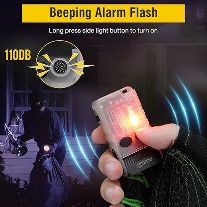 BORUIT V20 Small Powerful Flashlight with 365nm UV, Red Warm Green Blue Light, 1000 Lumen, 110dB Buzzer 180°Swivel - Mini Rechargeable LED Pocket Keychain Flashlights EDC Clip Flash Light White