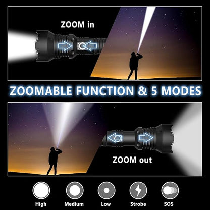 Rechargeable LED Flashlight 990,000 High Lumens, Super Bright Powerful Handheld Flash Lights, Large Tactical Flashlight Outdoor with 5 Modes