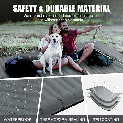 Camping Sleeping Pad, Extra Thickness 4.7 Inch Inflatable Sleeping Mat Lightweight Waterproof Camping with Built-in Pump Air Mattress for Backpacking, Hiking, Tent, Traveling