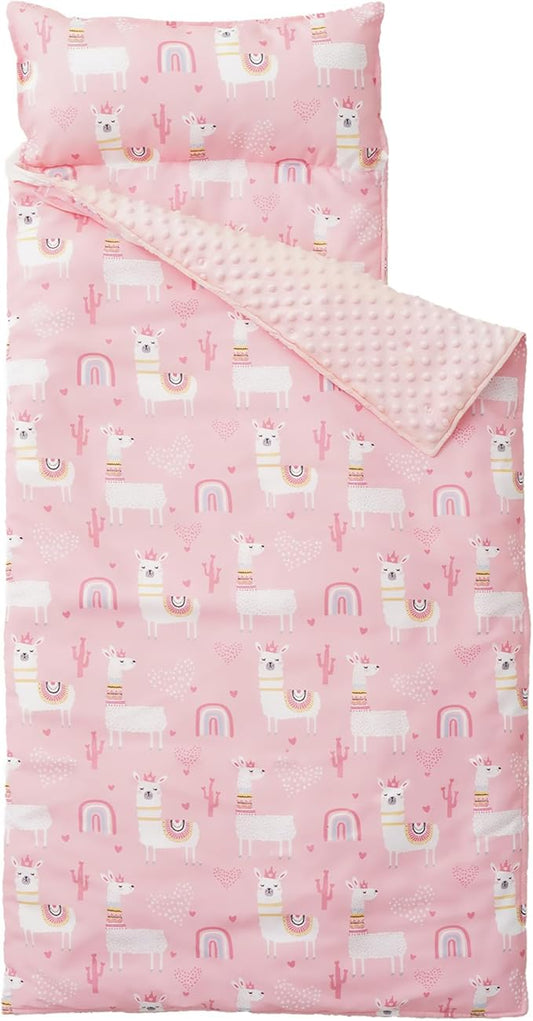 Bunnikins & Clover Toddler Nap Mat with Removable Pillow, Nap Mats for Preschool, Easy Clean Toddler Nap Pad for Kindergarten, Kids Sleeping Bag for Travel Camping