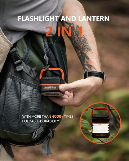 Solar Lantern Camping, Lumopal Collapsible Solar Camping Light Rechargable,LED Portable USB Solar Lamp IP54 Waterproof Lights for Backpacking Gear,Emergency Charger for Power Outage (White Light)