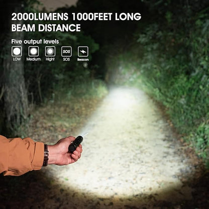 Flashlights High Lumens Rechargeable, Compact Flashlight for Camping, Home, Small Flashlights Powerful 5 Modes, Pocket LED Flashlight USB Rechargeable