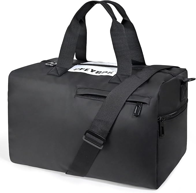 Lightweight Gym Bag for Man Women,Water Resistant Duffle Bag for Travel with Wet Pocket,Wear-resistant Weekender Overnight Duffel Bag,Travel Bag Easy to Clean Tote bag for women(Black)