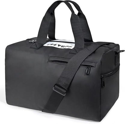 Lightweight Gym Bag for Man Women,Water Resistant Duffle Bag for Travel with Wet Pocket,Wear-resistant Weekender Overnight Duffel Bag,Travel Bag Easy to Clean Tote bag for women(Black)