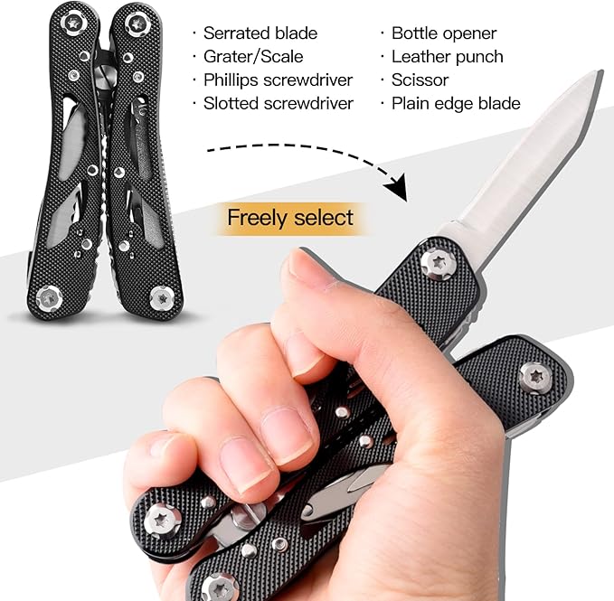 Kaba 12-in-1 Multitool Pliers of Fishing Tools, Professional Stainless Steel Multitool Pliers,Pocket Knife,Bottle Opener,Apply to Survival,Camping, Hunting and Hiking DIY Gifts for Men