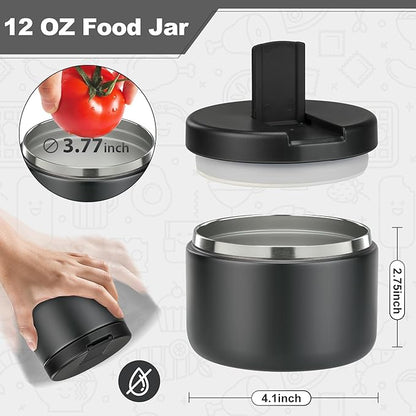 12oz Food Thermo for Hot Food Insulated Vacuum Soup Jar with Buckle Lid, Stainless Steel Wide Mouth Leak Proof Lunch Container