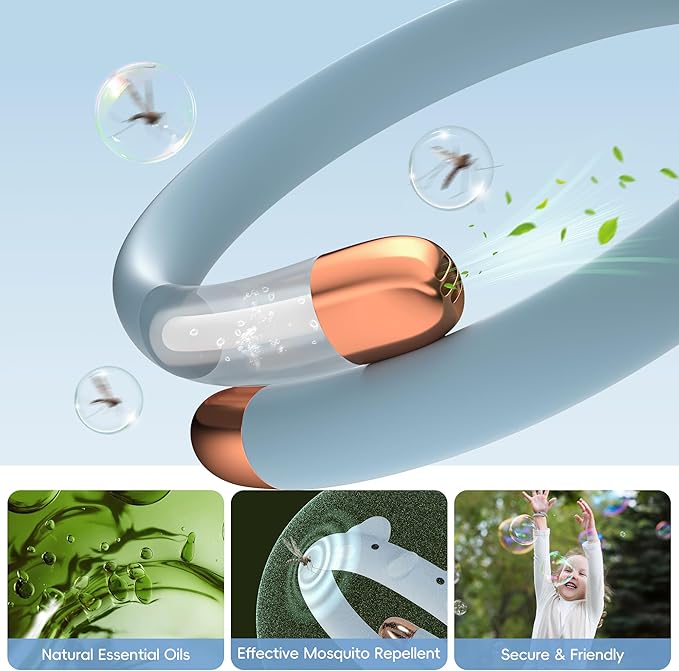 Mosquito Repellent Bracelets for Kids & Toddlers, Reusable Natural Bug Insect Repellent Bands, Waterproof DEET-Free Wristband for Outdoor Camping Traveling Essentials (Blue)