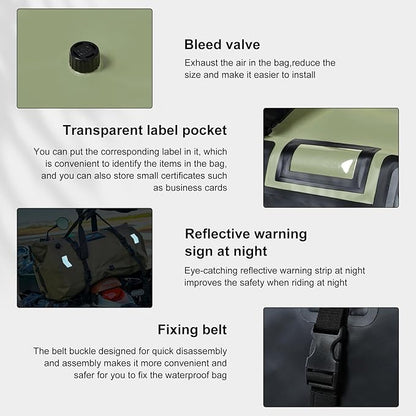 Waterproof Duffel Bag，Roll-Top Heavy Duty Dry Duffle Bag，Motorcycle Dry Bag，with Large Storage Space, Perfect for Traveling, Camping, Kayaking, Fishing & Canoeing (Carbon fiber black, 40L)