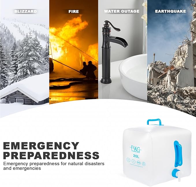 Collapsible Water Container with Spigot,Camping Water Container,BPA Free Portable Water Container for Camping Hiking RV Emergency Survival (3 Pack) 5.3 Gallon