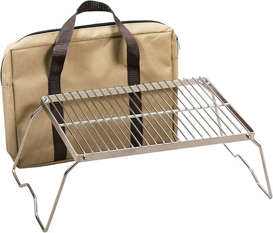 REDCAMP Folding Campfire Grill 304 Stainless Steel Grate, Heavy Duty Portable Camping Grill with Carrying Bag, Medium