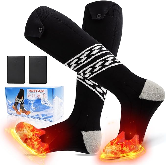 Heated Socks for Men Women,5000mAh Rechargeable Electric Heated Socks,Washable Unisex Winter Thermal Socks,Feet Warmers for Skiing Camping Hiking Hunting Outdoor