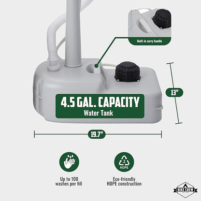Hike Crew Portable Camping Sink & Toilet | Large Hand Washing Station with 4.5 Gal Capacity, Hands-Free Foot Pump, Faucet, Soap Dispenser & Towel Rack | Includes Travel Toilet with 5 Gal Waste Tank