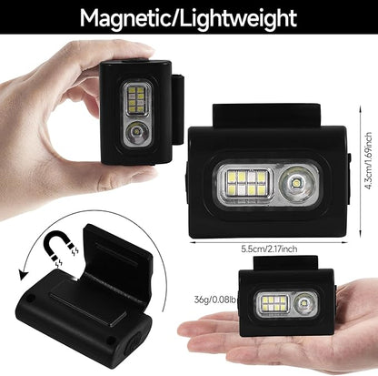 Clip on Running Lights,Rechargeable Night Light with Strong Magnet Reflective, LED Running Lights 6 Lighting Modes with Red Strobe for Runners Joggers Walking Camping Outdoor Adventure, 1Pack-Black