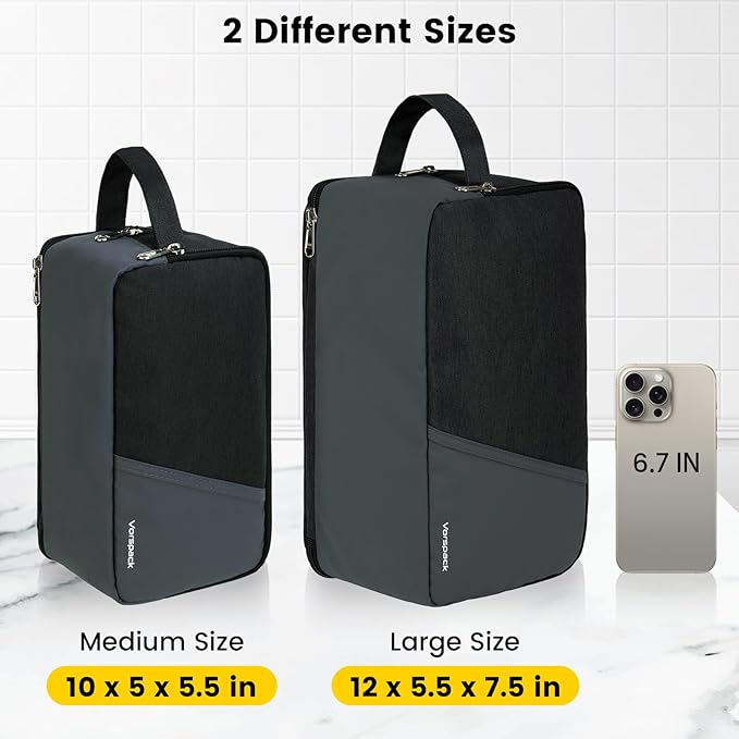 Vorspack Large Travel Toiletry Bag - Water Resistant Toiletry Bag for Men Dopp Kit for Bathroom Toiletries Accessories Gifts - Black