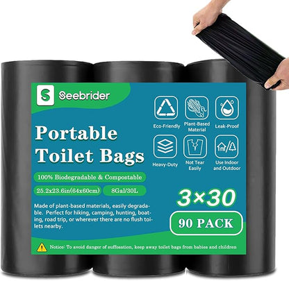 108 Portable Toilet Bags, Biodegradable Camping Toilet Bags 8 Gallon Thickened Portable Potty Bags for 5 Gallon Bucket Toilet Compostable Bags for Adults Outdoor Travel