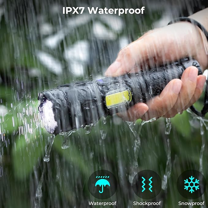 Rechargeable Flashlights High Lumens, 990,000 Lumen Super Bright Led Flash Light, Powerful Flashlight with 7 Modes, COB Light, IPX7 Waterproof for Camping, Emergencies
